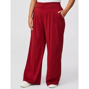 TORRID 12 R WIDE LEG STRETCH CHALLIS HIGH RISE PANTS COLOR RED RHUBARB